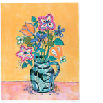 ポール・アイズピリ「黄色いバックの花瓶の花」